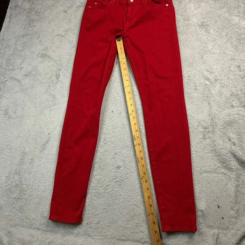 7 For All Mankind Women Red Skinny Jeans Size 30 Stretch Cotton Blend Pant
